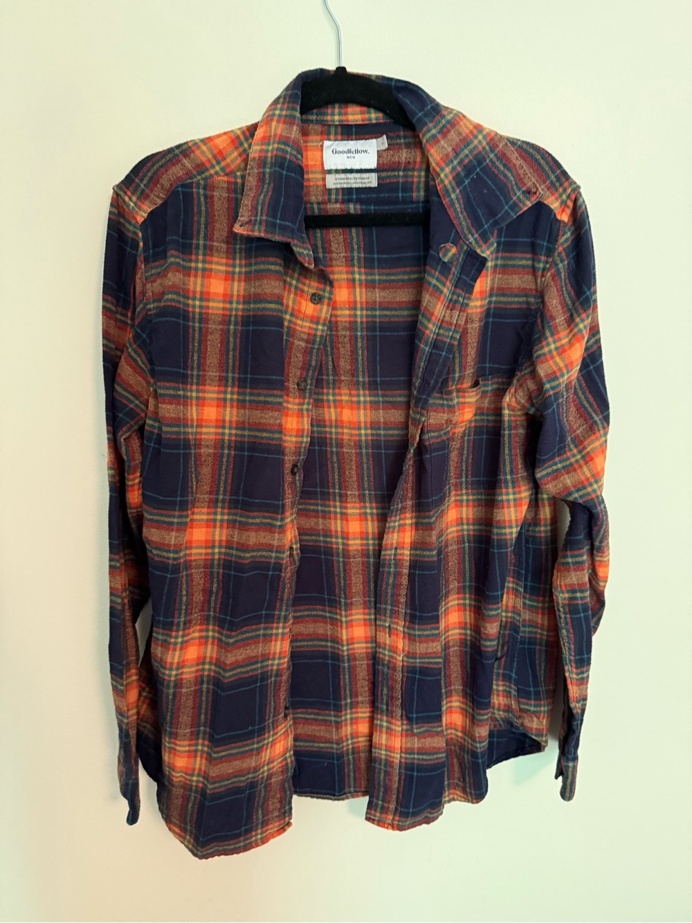 Goodfellow & Co Navy and Orange Plaid Button-Down Shirt